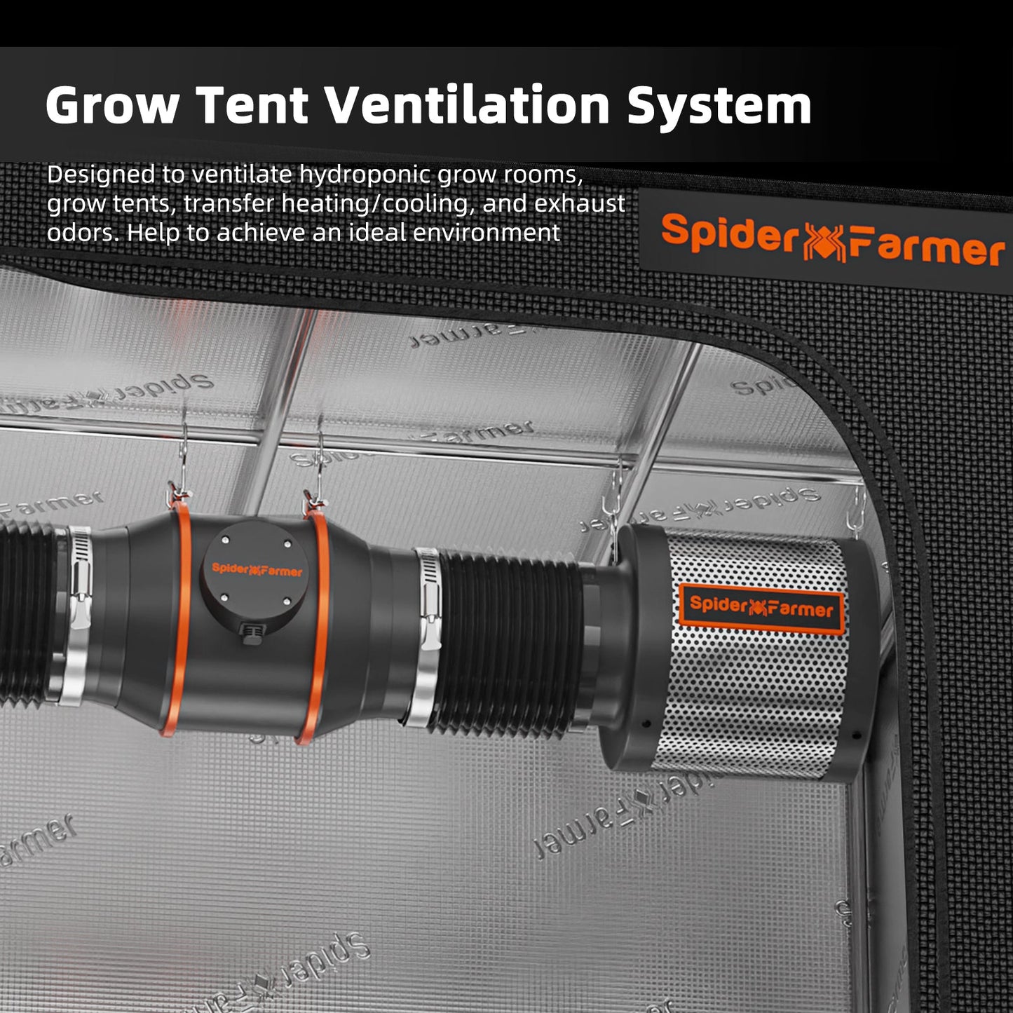 Spider Farmer Ventilation Kit 6" Inline Duct Fan and Carbon Filter Combo with Temperature and Humidity Controller - Midwest Grow LLC