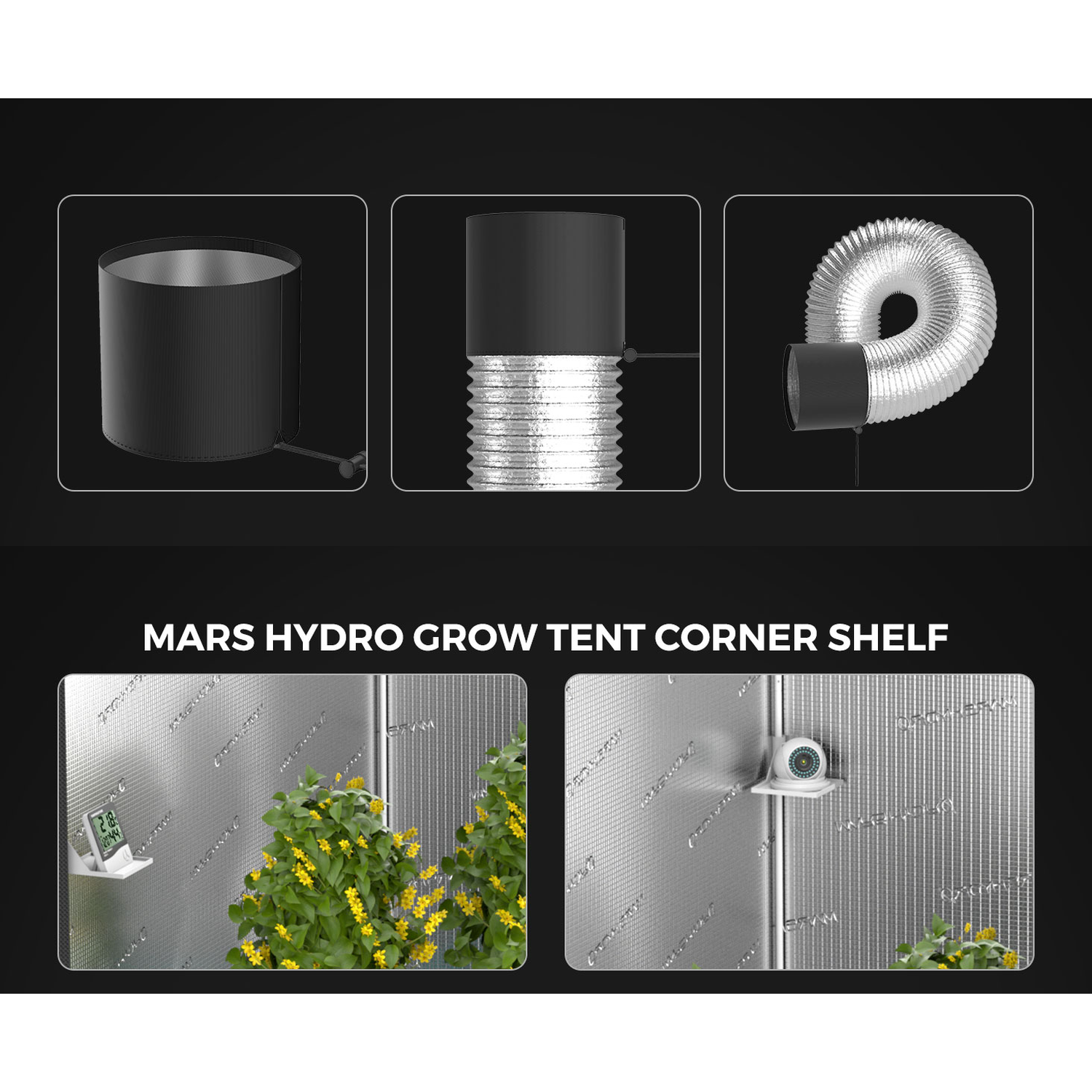 Mars Hydro TS 1000 LED Grow Light + 2.3' x 2.3' Grow Tent + Inline Fan Combo with Speed Controller - Midwest Grow LLC