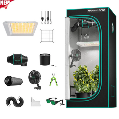 Mars Hydro TS 600 LED Grow Light + 2' x 2' Grow Tent + Inline Fan Combo with Speed Controller - Midwest Grow LLC