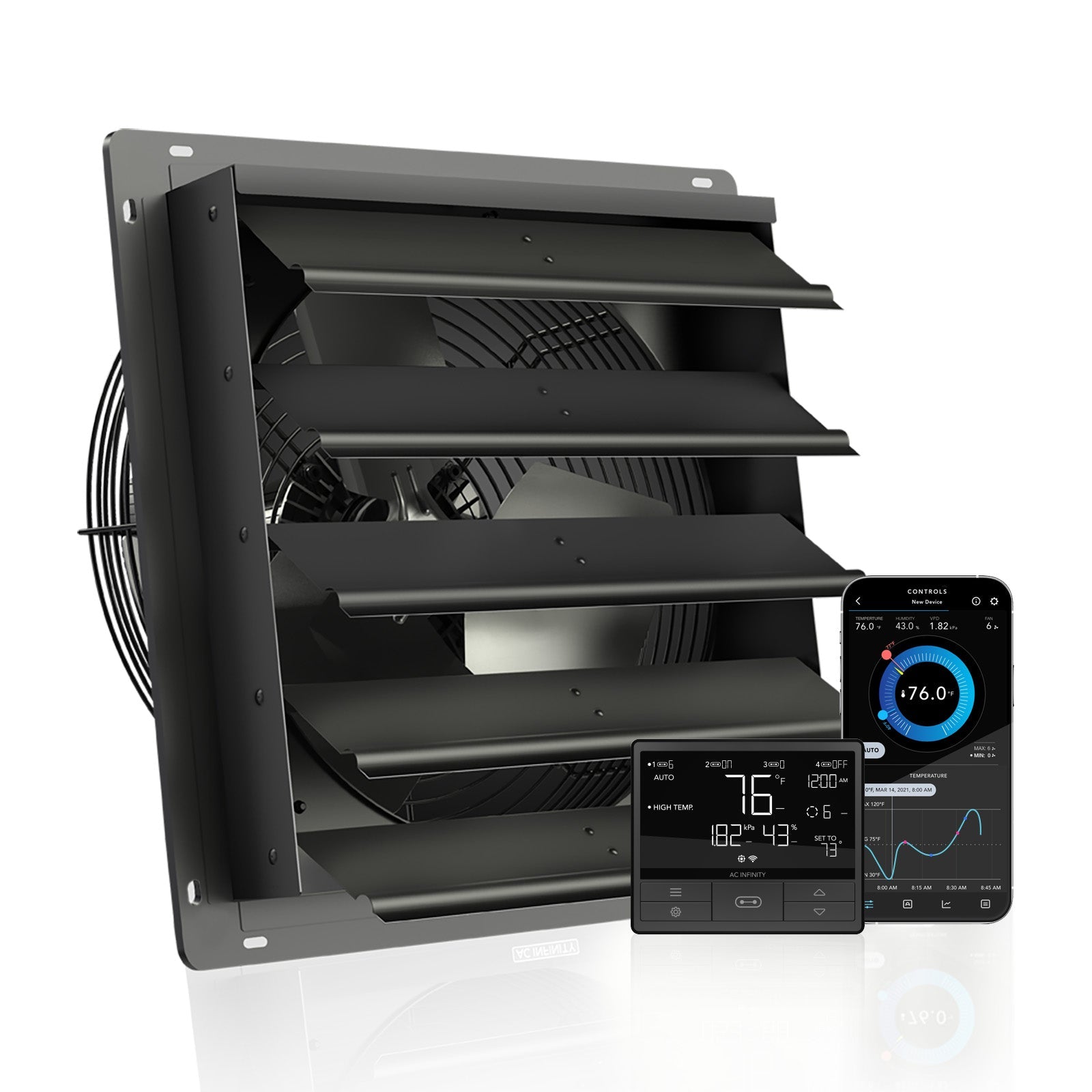 AC Infinity AIRLIFT T16, Shutter Exhaust Ventilation Fan 16", Temperature Humidity Controller - Midwest Grow LLC