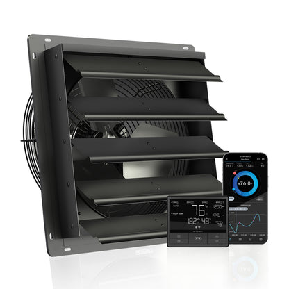 AC Infinity AIRLIFT T16, Shutter Exhaust Ventilation Fan 16", Temperature Humidity Controller - Midwest Grow LLC