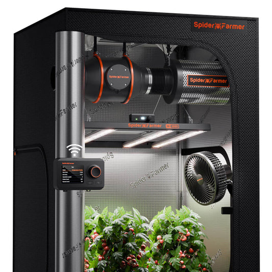 Spider Farmer SE3000 LED Grow Light + 3' x 3' Grow Tent + 4" Inline Fan Combo with GGS Controller Kits + 6" Clip Fan - Midwest Grow LLC