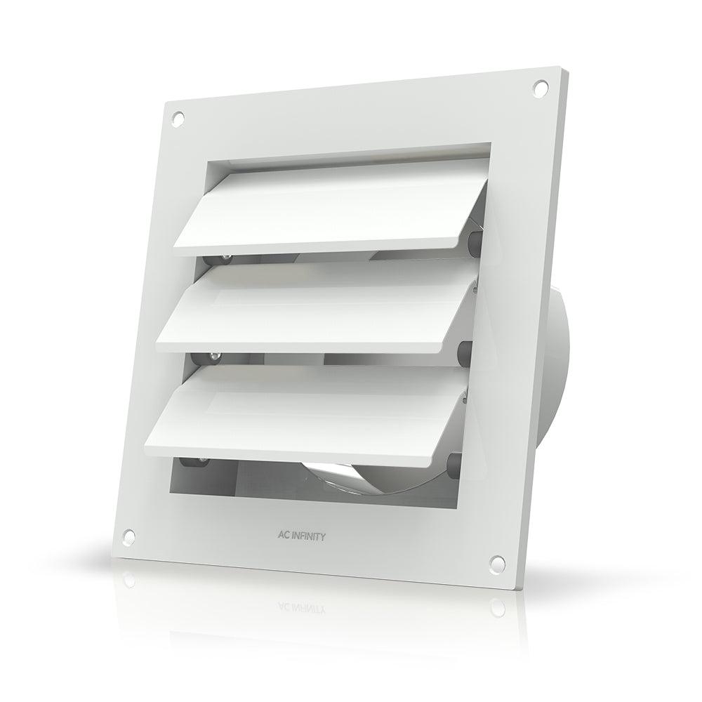 AC Infinity Wall Mount Duct Shutter, 6-Inch, White Steel