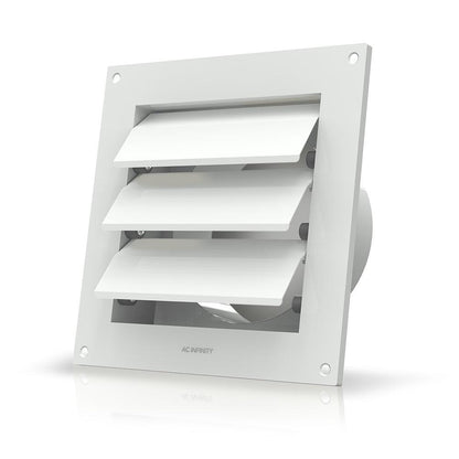 AC Infinity Wall Mount Duct Shutter, 6-Inch, White Steel