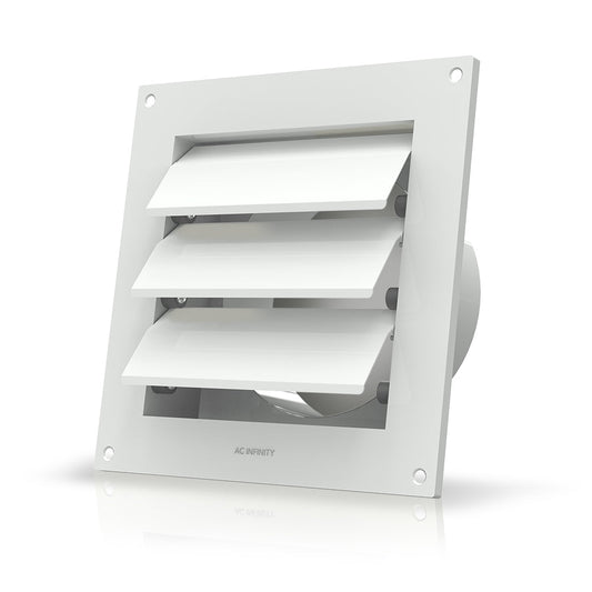 AC Infinity Wall Mount Duct Shutter, 6-Inch, White Steel