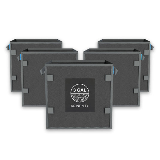 AC Infinity Heavy Duty Square Fabric Pots, 3 Gallon, 5-Pack - Midwest Grow LLC