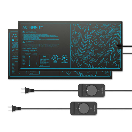 AC Infinity SUNCORE A3X2, Dual Seedling Heat Mats with Heat Controller, IP-67 Waterproof, 10" x 20.75" - Midwest Grow LLC