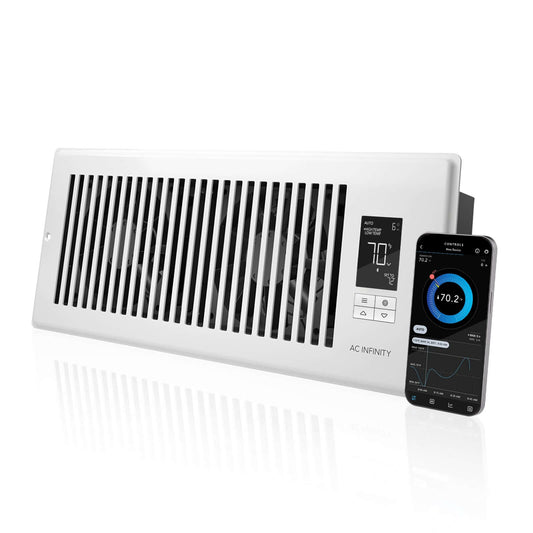AC Infinity AIRTAP T4, Quiet Register Booster Fan System, White, for 4" x 12" Registers - Midwest Grow LLC