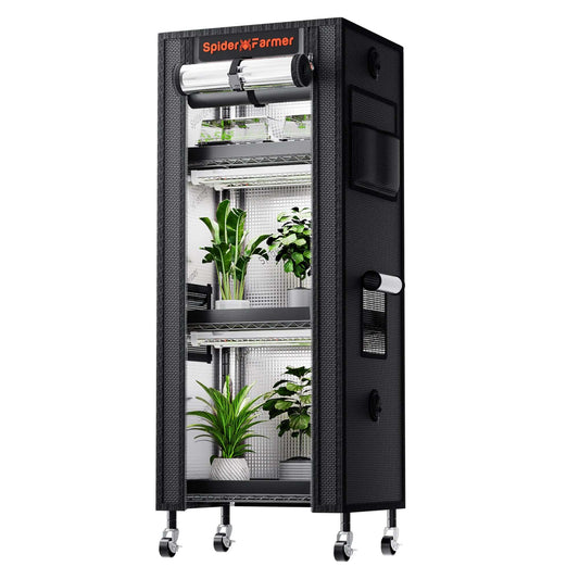 Spider Farmer 4 Tier Plant Stand + 6 x 9W LED Light Bars + 1' x 1' 4" Grow Tent Kit - Midwest Grow LLC