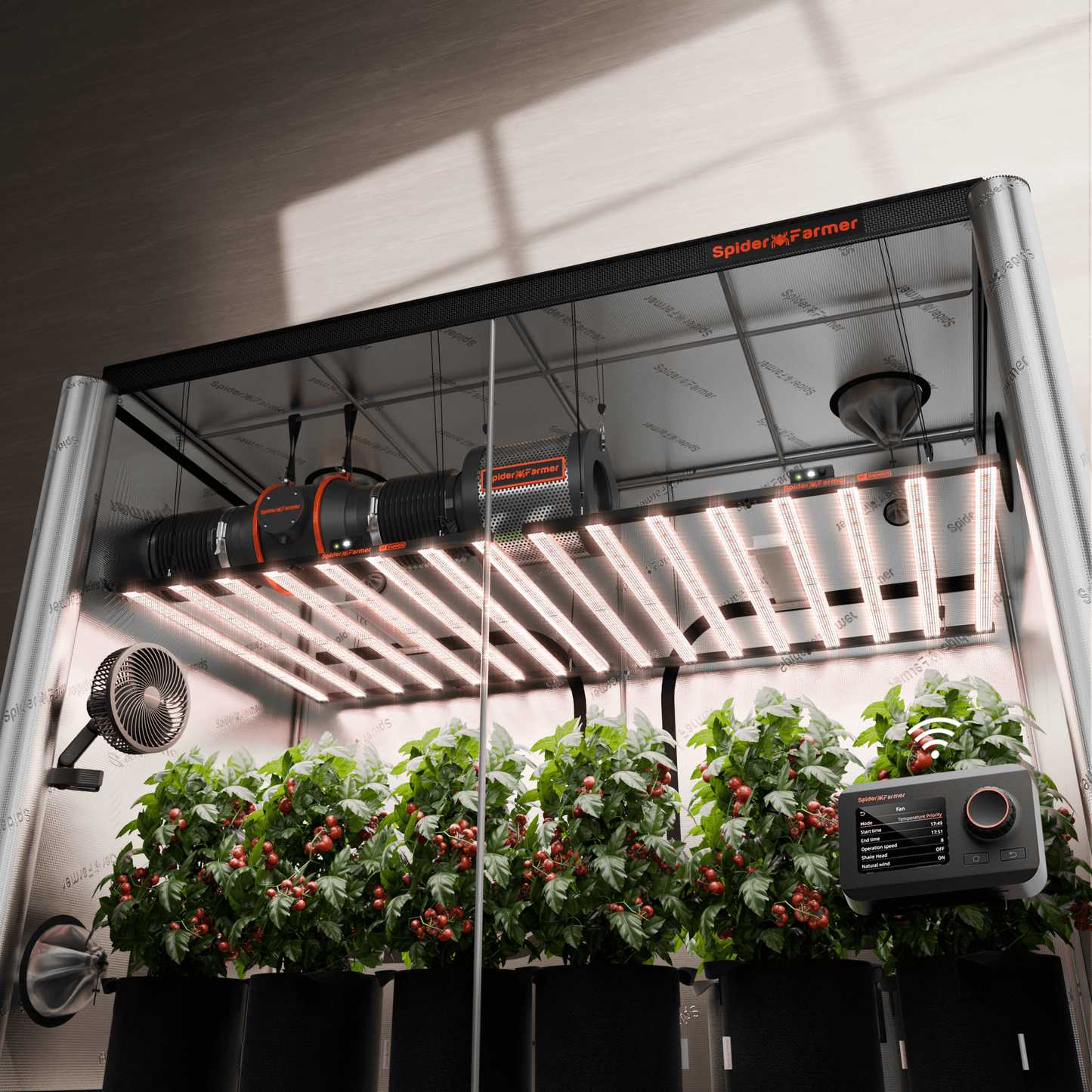 Spider Farmer G1000W x 2 LED Grow Lights + 5' x 10' Grow Tent + 6" Inline Fan Combo with Temperature and Humidity Controller + 6" Clip Fan - Midwest Grow LLC