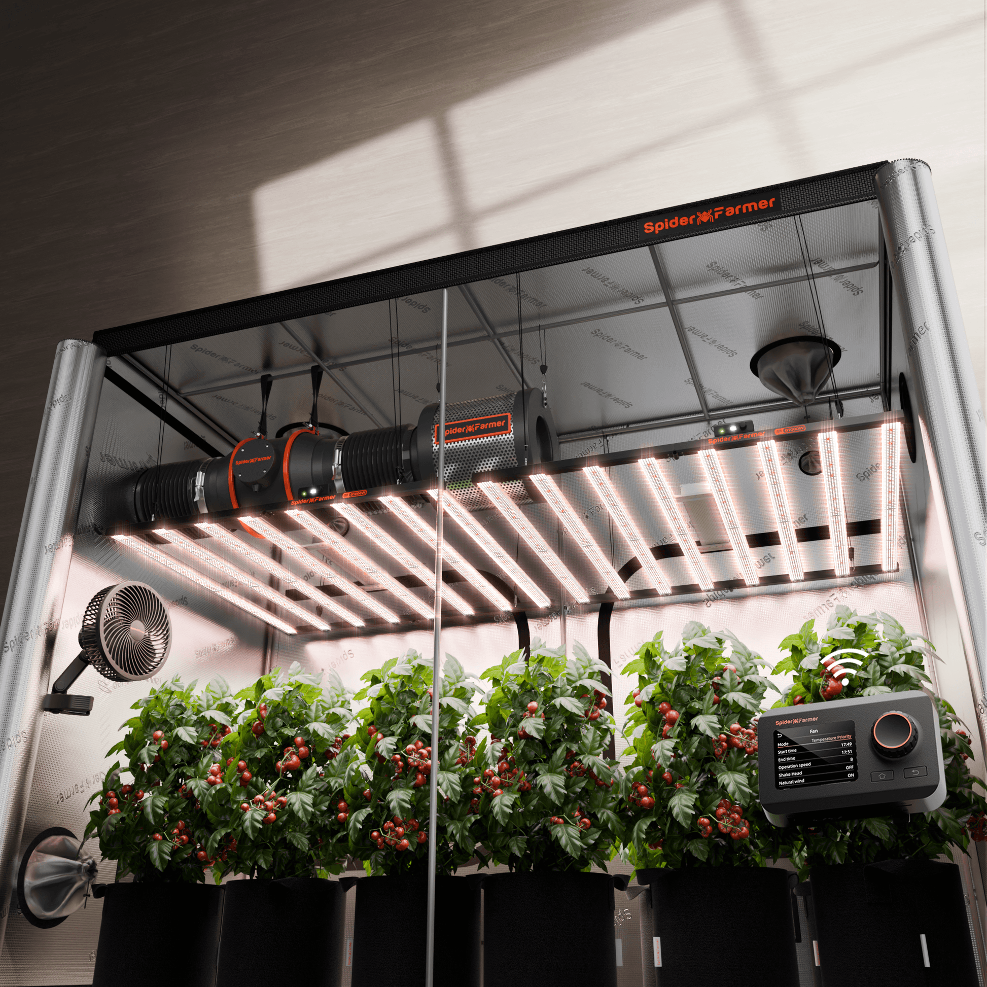 Spider Farmer G1000W x 2 LED Grow Lights + 5' x 10' Grow Tent + 6" Inline Fan Combo with Temperature and Humidity Controller + 6" Clip Fan - Midwest Grow LLC