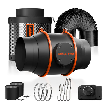 Spider Farmer Grow Kit 6" Inline Duct Fan and Carbon Filter Combo - Midwest Grow LLC
