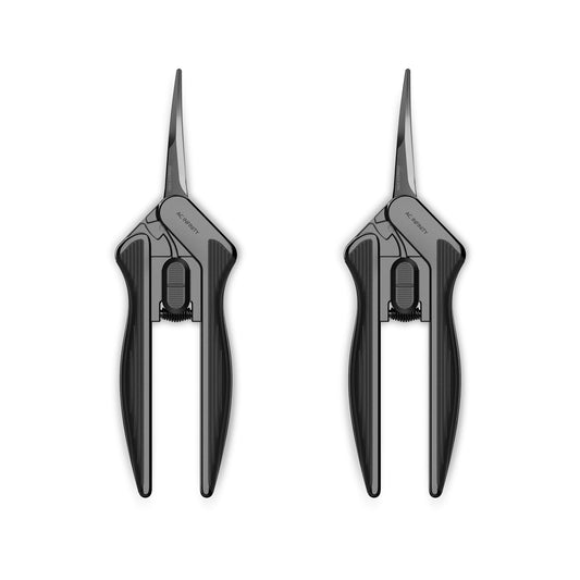 AC Infinity Stainless Steel Curved Pruning Shear, Ergonomic Lightweight, 6.6" Blades, 2-Pack - Midwest Grow LLC