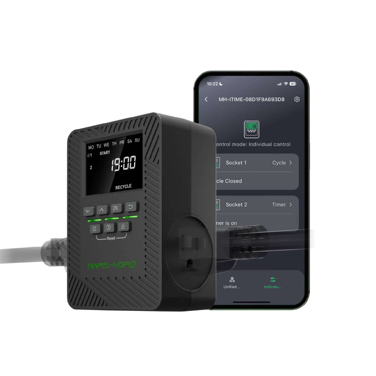 Mars Hydro iTime 2-in-1 Dual Outlet Smart Timer with App Control and Custom Scheduling - Midwest Grow LLC