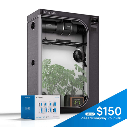 AC Infinity Cultivator Kit, Complete 2-Plant Grow Tent System with Dynamic Learning AI Control and Athena® Blended Starter Kit. WiFi-Integrated Ventilation, Circulation, Full-Spectrum EVO Lights and Refillable Filter - Midwest Grow LLC