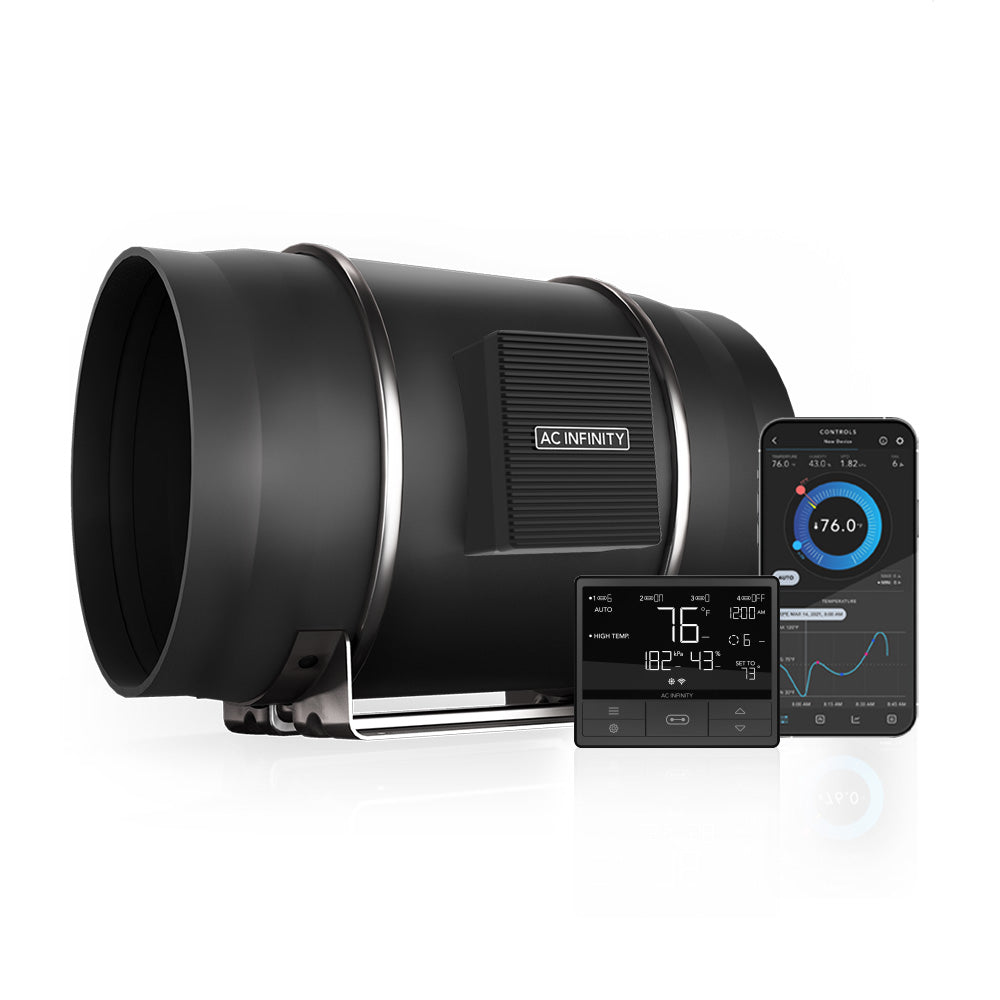 AC Infinity CLOUDLINE T12, Quiet Inline Duct Fan System with Temperature and Humidity Controller, 12-Inch - Midwest Grow LLC