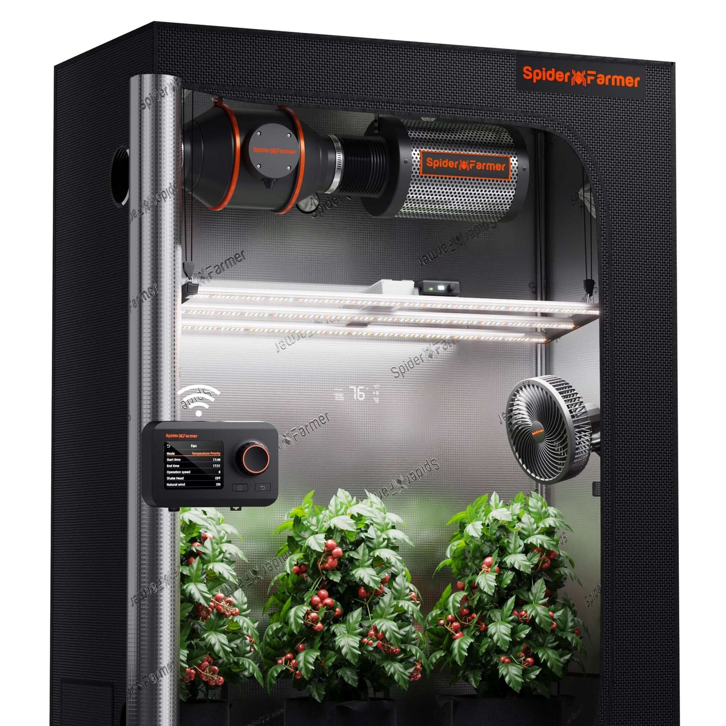 Spider Farmer SE4500 LED Grow Light + 2' 4" x 4' 8" Grow Tent + 4' Inline Fan Combo with GGS Controller Kits + 6" Clip Fan - Midwest Grow LLC