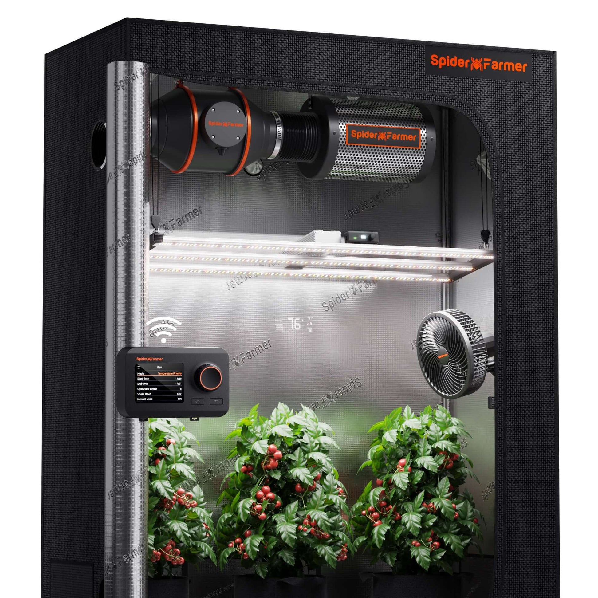 Spider Farmer SE4500 LED Grow Light + 2' 4" x 4' 8" Grow Tent + 4' Inline Fan Combo with GGS Controller Kits + 6" Clip Fan - Midwest Grow LLC