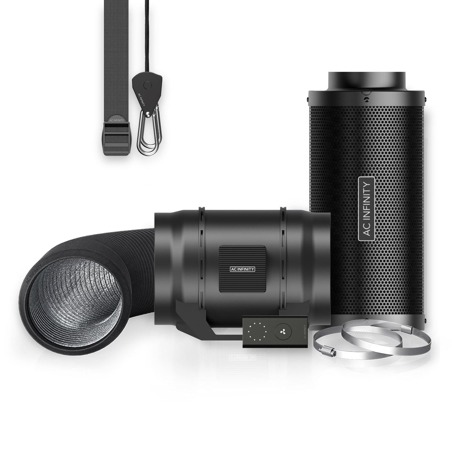 AC Infinity Air Filtration Kit 8", Inline Fan with Speed Controller, Carbon Filter & Ducting Combo - Midwest Grow LLC