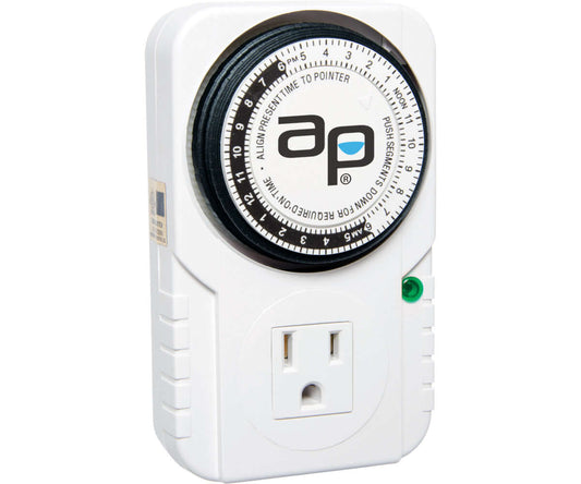 Autopilot Analog Grounded Timer, 1725W, 15A, 24 Hour - Midwest Grow LLC