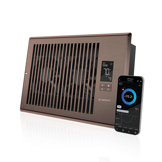 AC Infinity AIRTAP T6, Quiet Register Booster Fan System, Bronze, for 6" x 10" Registers - Midwest Grow LLC