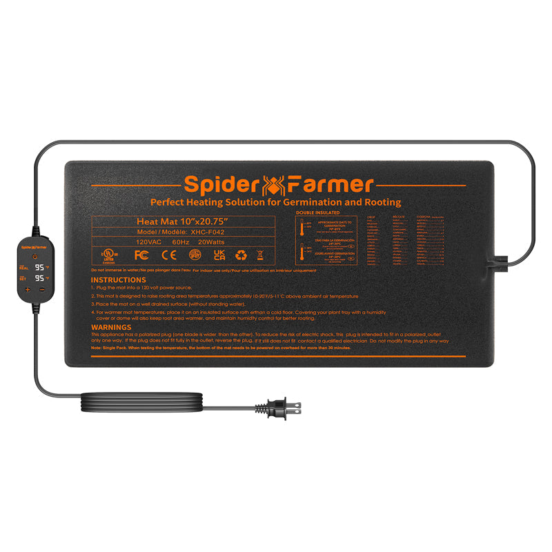 Spider Farmer 10" x 20.75" Seedling Heat Mat and Controller Set - Midwest Grow LLC