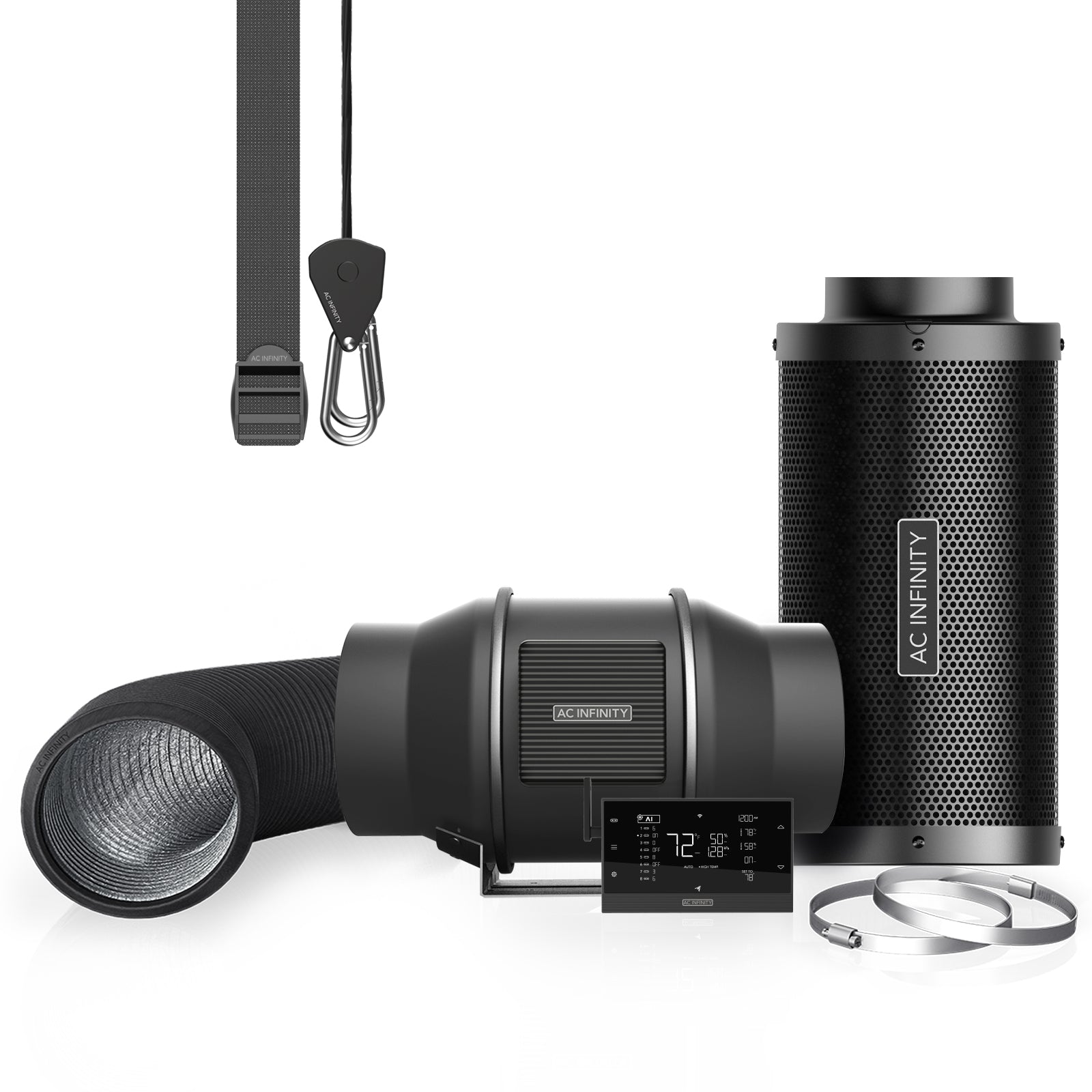 AC Infinity Air Filtration Kit PRO 6", Inline Fan with Smart Controller, Carbon Filter & Ducting Combo - Midwest Grow LLC