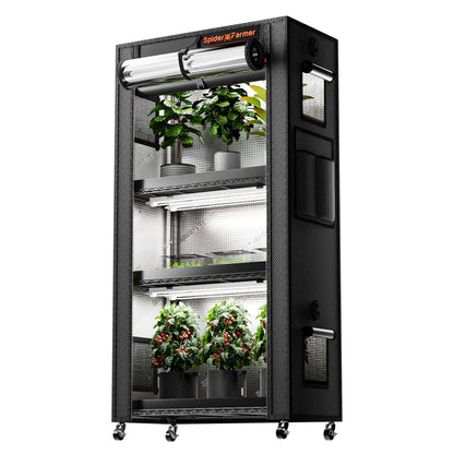 Spider Farmer 4 Tier Plant Stand + 6 x 18W LED Light Bars + 1' 2" x 2' 4" Grow Tent Kit - Midwest Grow LLC
