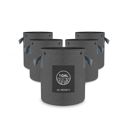 AC Infinity Heavy Duty Fabric Pots,  1 Gallon, 5-Pack