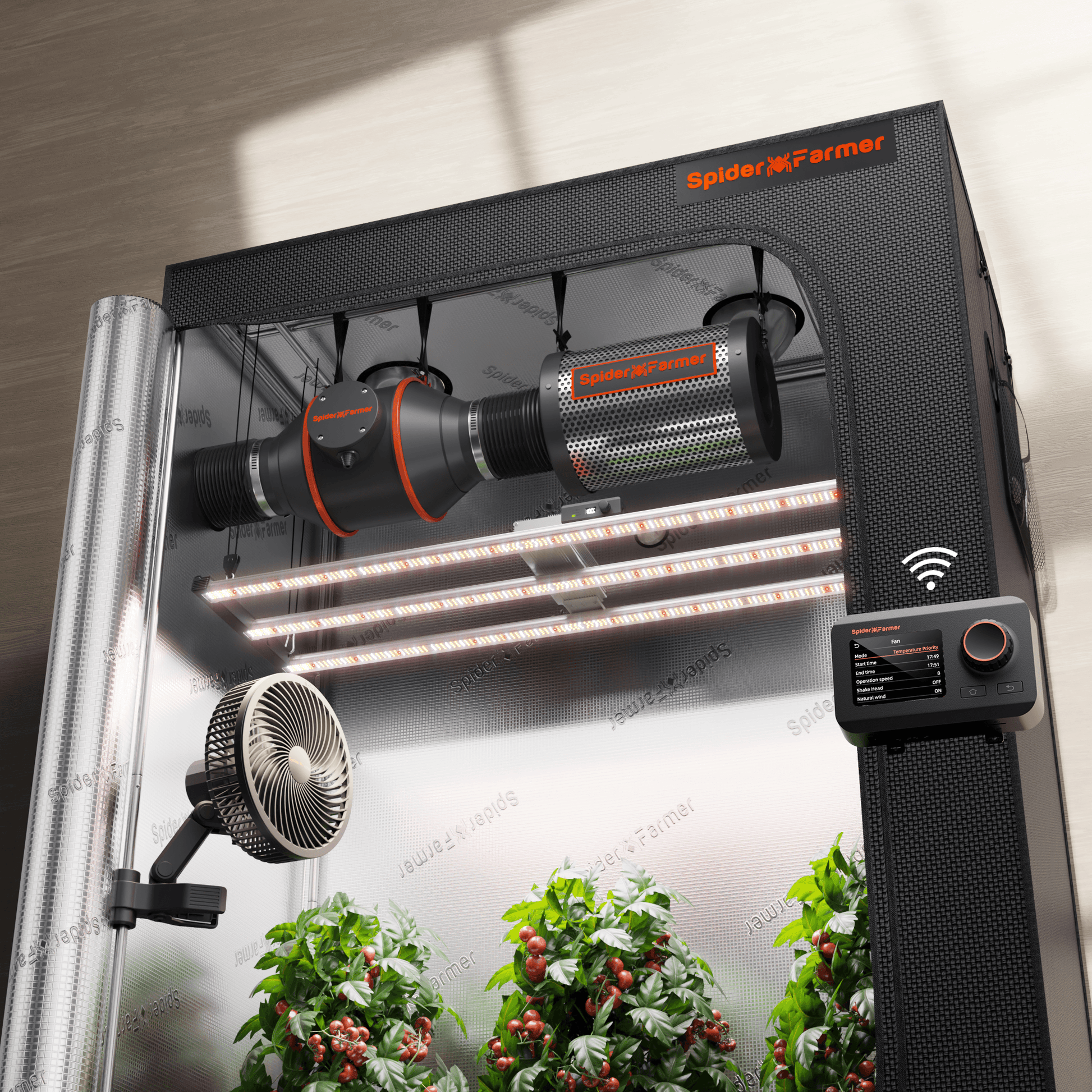 Spider Farmer G4500 LED Grow Light + 2.3' x 4.6' Grow Tent + 4" Inline Fan Combo with Temperature and Humidity Controller + 6" Clip Fan - Midwest Grow LLC