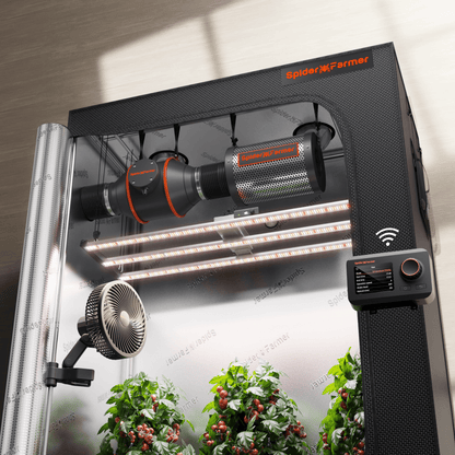 Spider Farmer G4500 LED Grow Light + 2.3' x 4.6' Grow Tent + 4" Inline Fan Combo with Temperature and Humidity Controller + 6" Clip Fan - Midwest Grow LLC