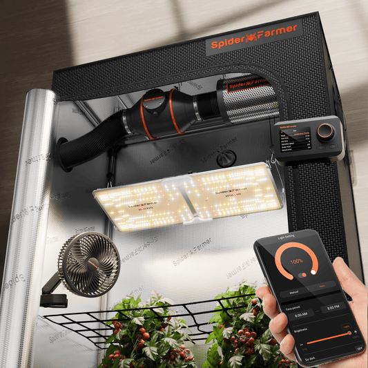Spider Farmer SF2000 LED Grow Light + 2' x 4' Grow Tent + Inline Fan Combo with Temperature and Humidity Controller - Midwest Grow LLC