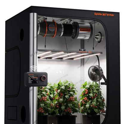 Spider Farmer SE7000 LED Grow Light + 5' x 5' Grow Tent + 6" Inline Fan Combo with GGS Controller Kits + 6" Clip Fan - Midwest Grow LLC
