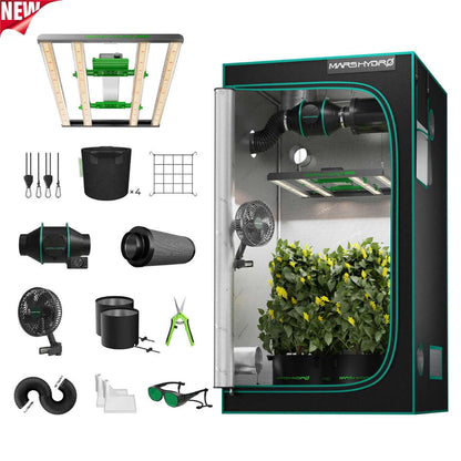 Mars Hydro FC 3000-EVO LED Grow Light + 3' x 3' Grow Tent + iFresh Inline Fan Combo with Temperature and Humidity Controller - Midwest Grow LLC