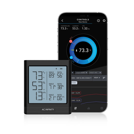 AC Infinity CLOUDCOM B2, Smart Thermo-Hygrometer with Data App, Integrated Sensor Probe - Midwest Grow LLC