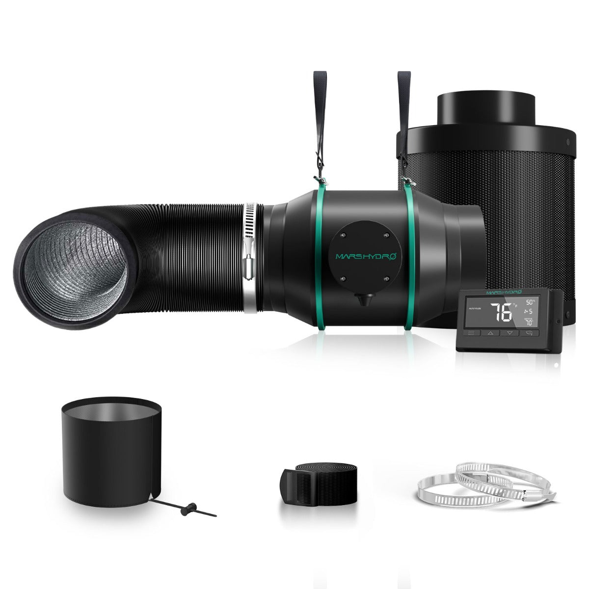 Mars Hydro 6" Inline Duct Fan and Carbon Filter Combo with Temperature and Humidity Controller - Midwest Grow LLC