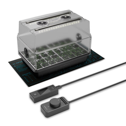 AC Infinity Humidity Dome, Germination Kit with Seedling Mat and LED Grow Light Bars, 5x8 Cell Tray - Midwest Grow LLC