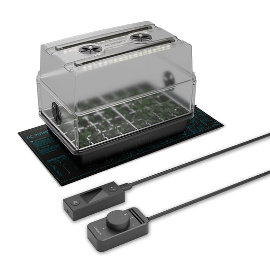 AC Infinity Humidity Dome, Germination Kit with Seedling Mat and LED Grow Light Bars, 5x8 Cell Tray - Midwest Grow LLC
