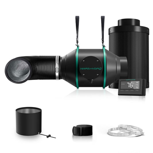 Mars Hydro 4" Inline Duct Fan and Carbon Filter Combo with Temperature and Humidity Controller - Midwest Grow LLC