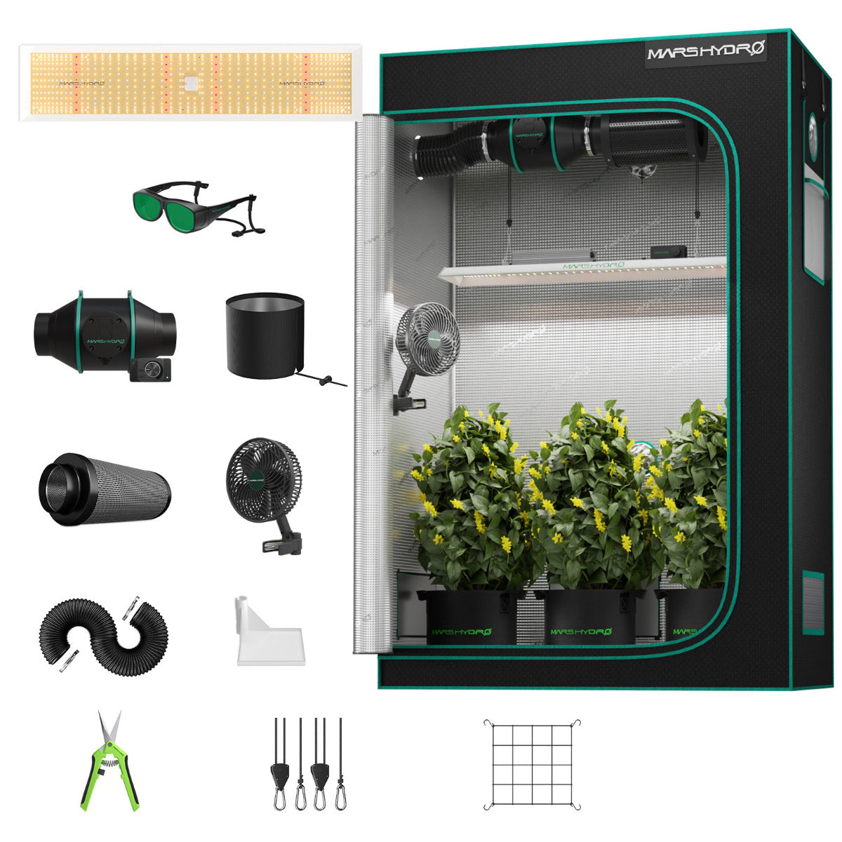 Mars Hydro TSL 2000 LED Grow Light + 2' x 4' Grow Tent + Inline Fan Combo with Speed Controller - Midwest Grow LLC