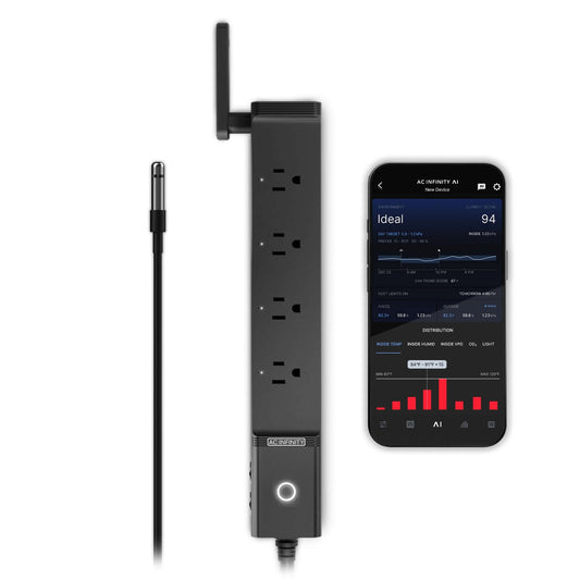 AC Infinity OUTLET AI Environment Controller, Smart WiFi Outlets, Dual-Zone Temperature Humidity, AI Targeting, Dynamic ON/OFF Programming, Expandable Sensors, Individual Control 4-Plugs, 1800W - Midwest Grow LLC