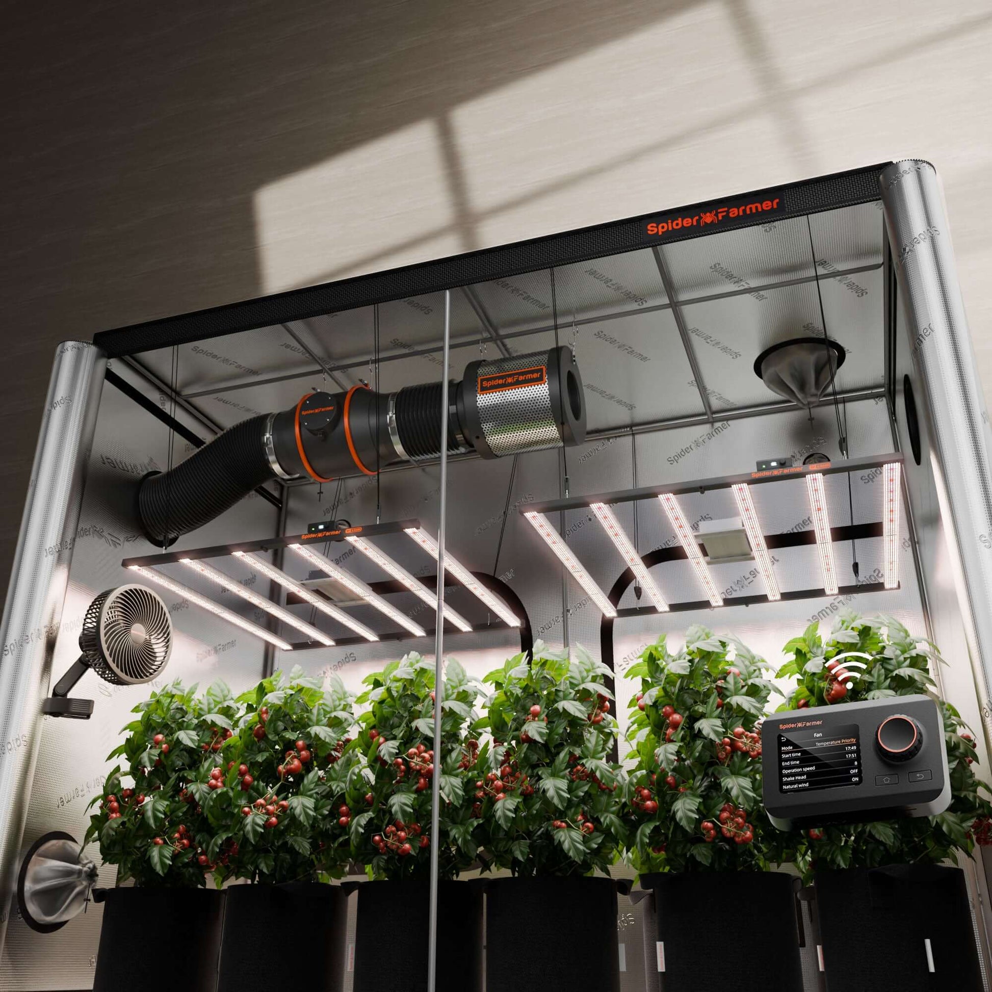 Spider Farmer G8600 x 2 LED Grow Lights + 5' x 10' Grow Tent + 6" Inline Fan Combo with Temperature and Humidity Controller + 6" Clip Fan - Midwest Grow LLC