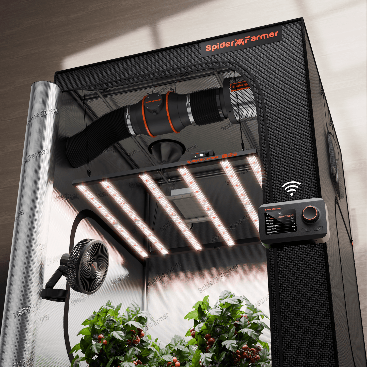 Spider Farmer G5000 LED Grow Light + 4' x 4' Grow Tent + 6" Inline Fan Combo with Temperature and Humidity Controller + 6" Clip Fan - Midwest Grow LLC