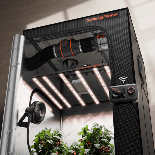 Spider Farmer G5000 LED Grow Light + 4' x 4' Grow Tent + 6" Inline Fan Combo with Temperature and Humidity Controller + 6" Clip Fan - Midwest Grow LLC