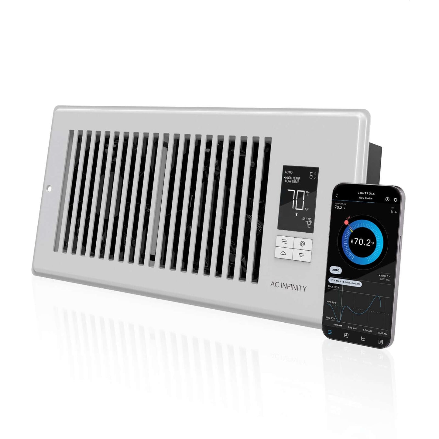 AC Infinity AIRTAP T4, Quiet Register Booster Fan System, White, for 4" x 10" Registers - Midwest Grow LLC