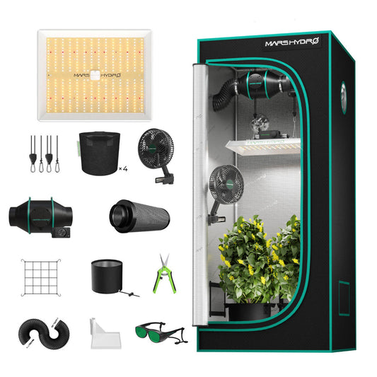 Mars Hydro TS 1000 LED Grow Light + 2.3' x 2.3' Grow Tent + Inline Fan Combo with Speed Controller - Midwest Grow LLC