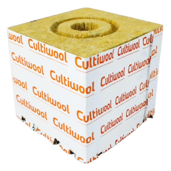 Cultiwool 6" x 6" x 6" Blocks of Cultilene Rockwool with Optidrain and Donut Rings - Case of 48 - Midwest Grow LLC