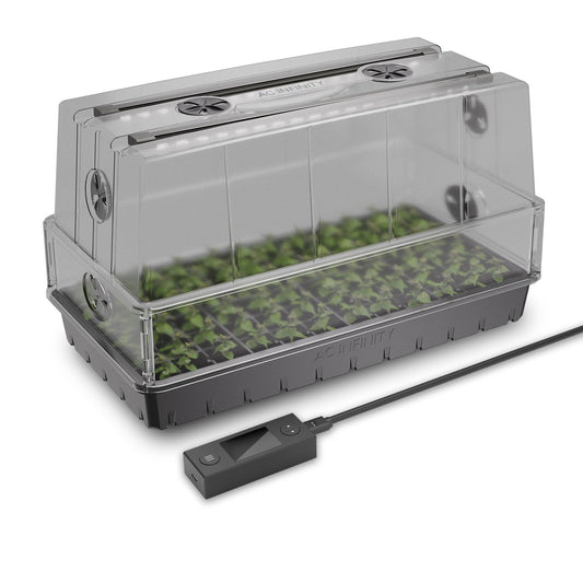 AC Infinity Humidity Dome, Germination Kit with LED Grow Light Bars, 6x12 Cell Tray