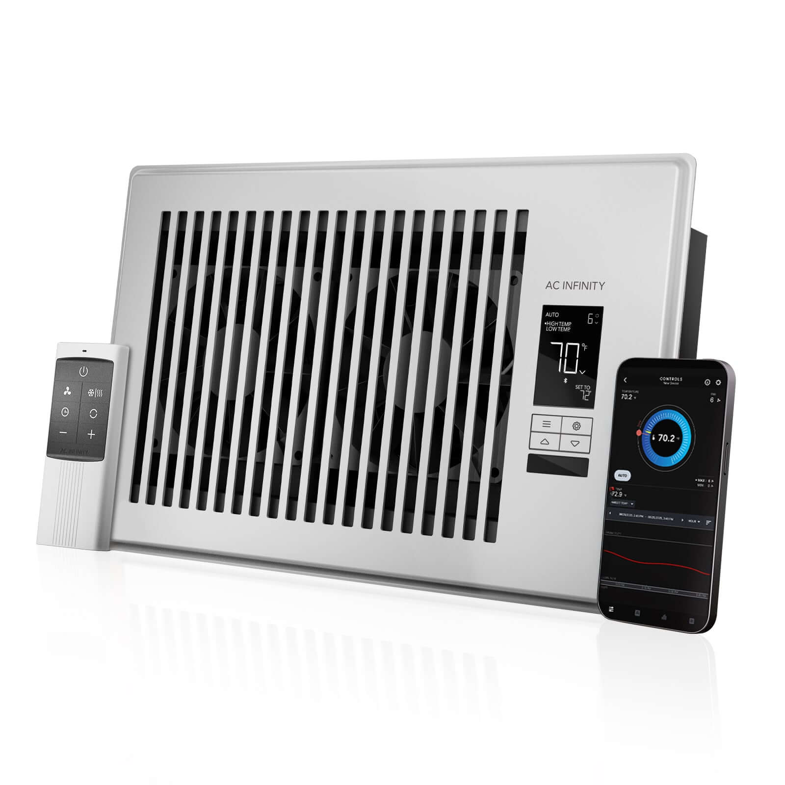 AC Infinity AIRTAP T6, Quiet Register Booster Fan System, White, for 6" x 10" Registers - Midwest Grow LLC