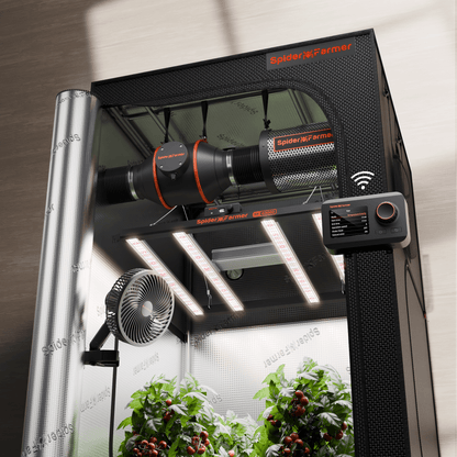 Spider Farmer G3000 LED Grow Light + 3' x 3' Grow Tent + 4" Inline Fan Combo with Temperature and Humidity Controller + 6" Clip Fan - Midwest Grow LLC